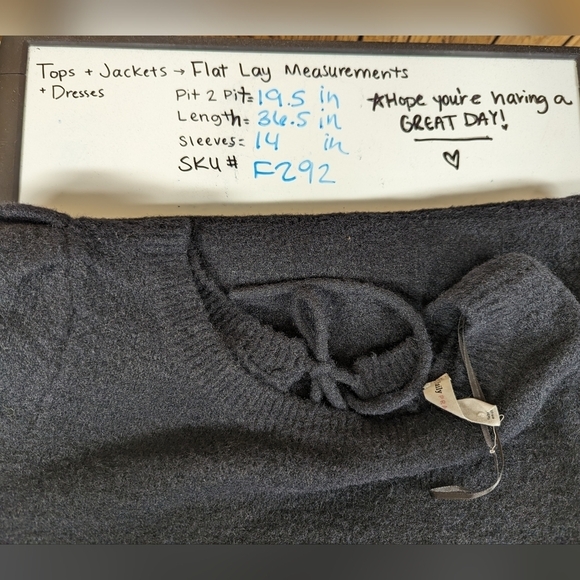 Anthropologie Daily Practice sz L Fuzzy Textured Sweater Dress Open Back Stretch - Picture 15 of 15